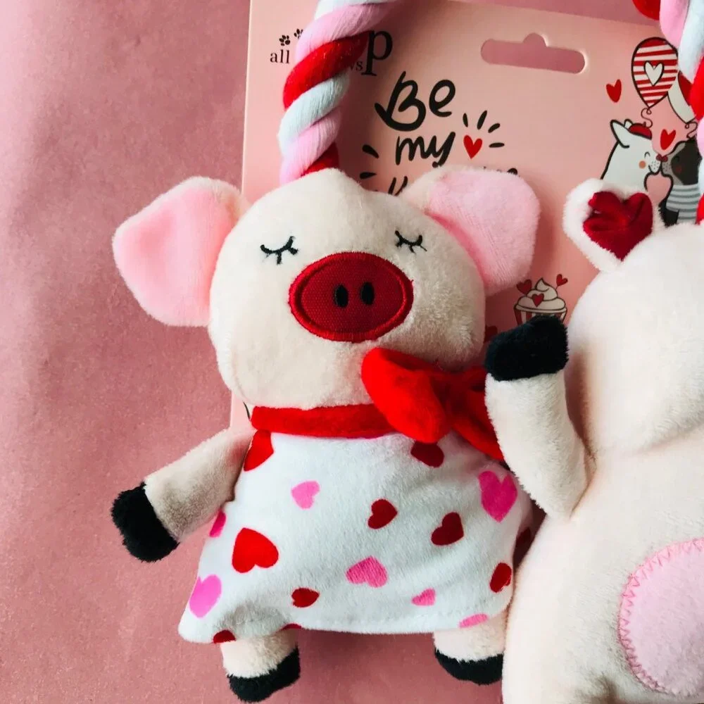Dog afp Be my valentine Pink couple pigs squeaker Each 5.5